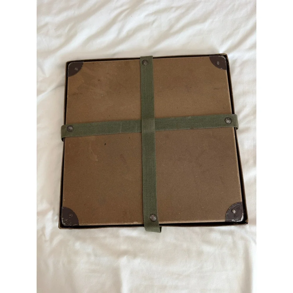 Vintage Brown Fiberboard Folding Carry Case Canvas Web Straps Metal Corners